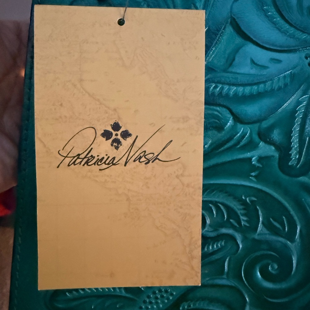 Patricia Nash- Green Tooled Leather Crossbody Bag - Picture 3 of 5